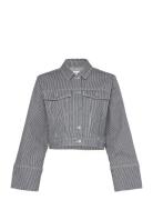 Selected Femme Slfmyra Ls Stripe Short Denim Jacket Marinblå