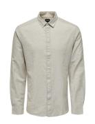 ONLY & SONS Onscaiden Ls Solid Linen Shirt Noos Beige