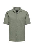 ONLY & SONS Onscaiden Ss Solid Resort Linen Shirt Grön