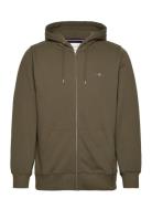 GANT Reg Shield Full Zip Hoodie Khaki Green