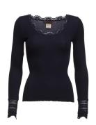 Rosemunde Silk T-Shirt W/ Lace Svart