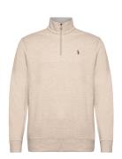 Polo Ralph Lauren Luxury Jersey Quarter-Zip Pullover Beige