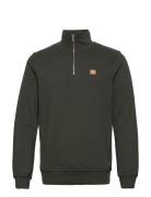 Clean Cut Copenhagen Basic Organic 1/2 Zip Sweat Khaki Green