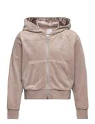 Lindex Sweater Zip Hood Velour Beige