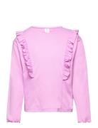 Lindex Top Long Sleeve Flounce Rosa