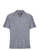 Tommy Jeans Tjm Linen Blend Camp Shirt Ext Marinblå