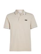 Calvin Klein Stretch Pique Multi Tipping Polo Beige