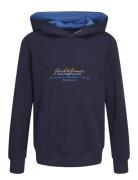 Jack & J S Jjgreat B2S Logo Sweat Hood Mni Marinblå