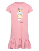 Ralph Lauren Kids Polo Bear Cotton Jersey Tee Dress Rosa