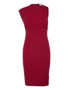 Calvin Klein Scuba Crepe Metal Detail Dress Burgundy