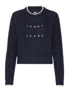 Tommy Jeans Tjw Bubble Cable Flag Crew Marinblå