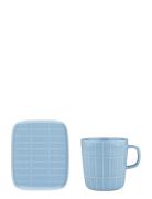 Marimekko Home Tiiliskivi Mug 4 Dl+ Plate Blå