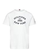 Tommy Hilfiger Monotype Flock Regular Tee Ss Vit