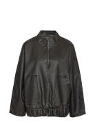 NOISY MAY Nmhalston Washed Pu L/S Bomber Jacket Svart