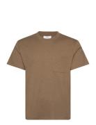 Mango 100% Cotton T-Shirt With Pocket Brun