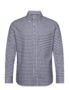 Mango Gingham Check Cotton Shirt Marinblå