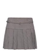 Mango Houndstooth Belt Miniskirt Blå