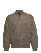 Mango Suede-Effect Bomber Jacket Khaki Green