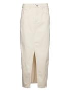 Mango Slit Denim Skirt Beige