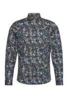 Lindbergh Aop Superflex Shirt L/S Marinblå