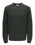 ONLY & SONS Onsfoster Life Reg 7 Struc Crew Knit Grön