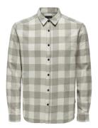 ONLY & SONS Onsgudmund Ls Checked Shirt Noos Beige