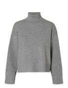 Selected Femme Slfkamma Ls Knit Roll Neck Noos Grå