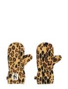 Mini Rodini Leopard Fleece Mittens Brun