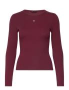 Tommy Jeans Tjw Slim Essential Rib Ls Röd