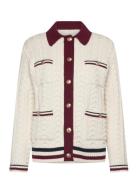 GANT Contrast Cable Knit Cardigan Vit