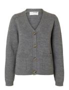 Selected Femme Slfana Ls Knit Wool Cardigan Noos Grå