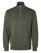 Selected Homme Slhemanuel Soft Zip High Neck Sweat Noos Khaki Green