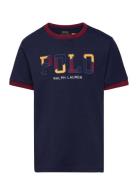 Ralph Lauren Kids Corduroy-Logo Cotton Jersey Tee Marinblå