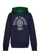 Ralph Lauren Kids Logo Color-Blocked Fleece Hoodie Marinblå