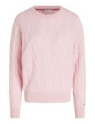 Tommy Hilfiger Soft Wool Cable C-Nk Rosa