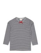 Copenhagen Colors Striped Ls Tee W. Bow Marinblå