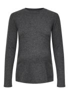 Only Maternity Olmhalle L/S O-Neck Slit Top Jrs Grå