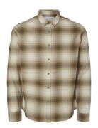 Selected Homme Slhslimowen-Flannel Shirt Ls Noos Brun