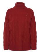 Tommy Hilfiger Soft Wool Cable Roll-Nk Sweater Röd