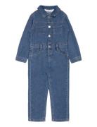 Mango Denim Shirt Jumpsuit Blå