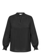 ONLY Carmakoma Carmetta Life V-Neck Ls Top Wvn Noos Svart