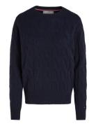 Tommy Hilfiger Soft Wool Cable C-Nk Marinblå