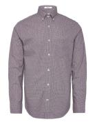 GANT Reg Poplin Micro Check Shirt Burgundy