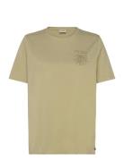 Scotch & Soda Washed With Chest Artwork Relaxed Fit T-Shirt Khaki Gree...