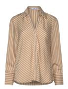 Mango Striped Flowy Shirt Brun