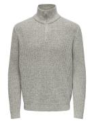 ONLY & SONS Onsmalaki Reg 7 Half Zip Knit Cs Grå