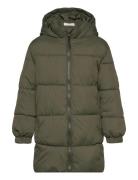 Mango Quilted Long Coat Grön