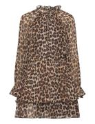 Mango Leopard-Print Flared Dress Brun