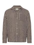 Scotch & Soda Seersucker Wool Blend Check Shirt Brun