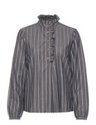 MOS MOSH Mmbiles Stripe Blouse Marinblå